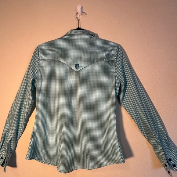 Women's Blue Button Down Shirt - Picture 6 of 6